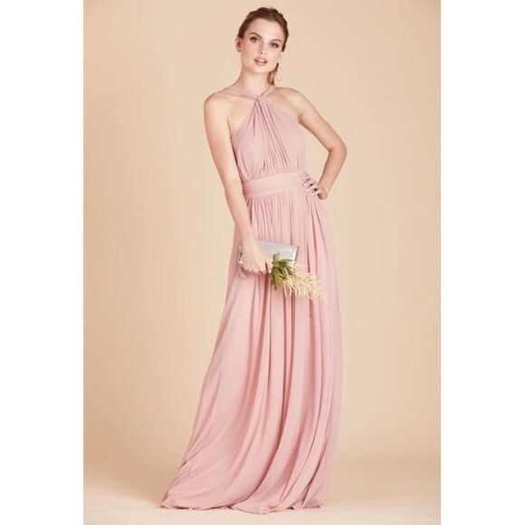 BIRDY Grey Kiko Bridesmaid Dress Maxi Gown W/ Pockets in Rose Quartz Medium NWT - Picture 1 of 15